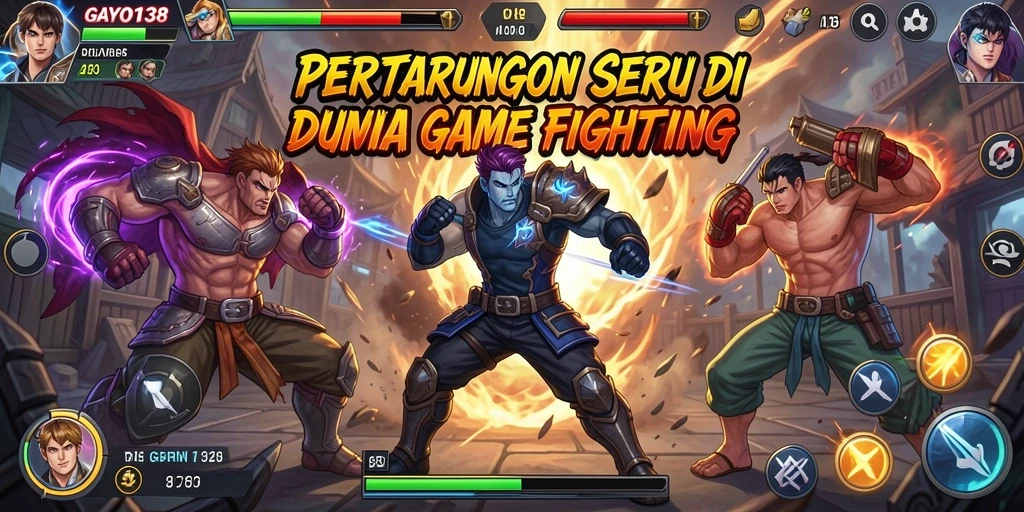 Screenshot utama GAYO138 menampilkan aksi pertarungan yang intens dan karakter yang berwarna.