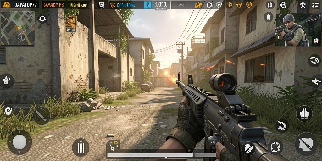 Tangkapan layar permainan JAYATOP77 dengan aksi FPS seru.