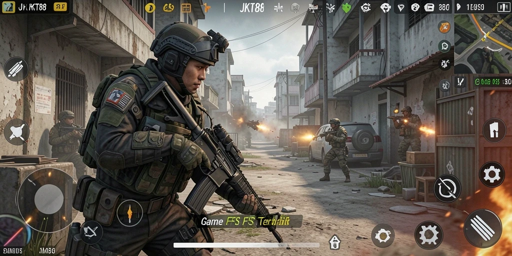 Tampilan gameplay seru dari JKT88 dengan aksi tembak-menembak yang intens.
