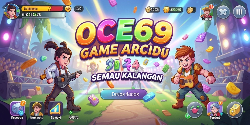 Screenshot utama OCE69 menampilkan aksi seru gameplay Arcade.