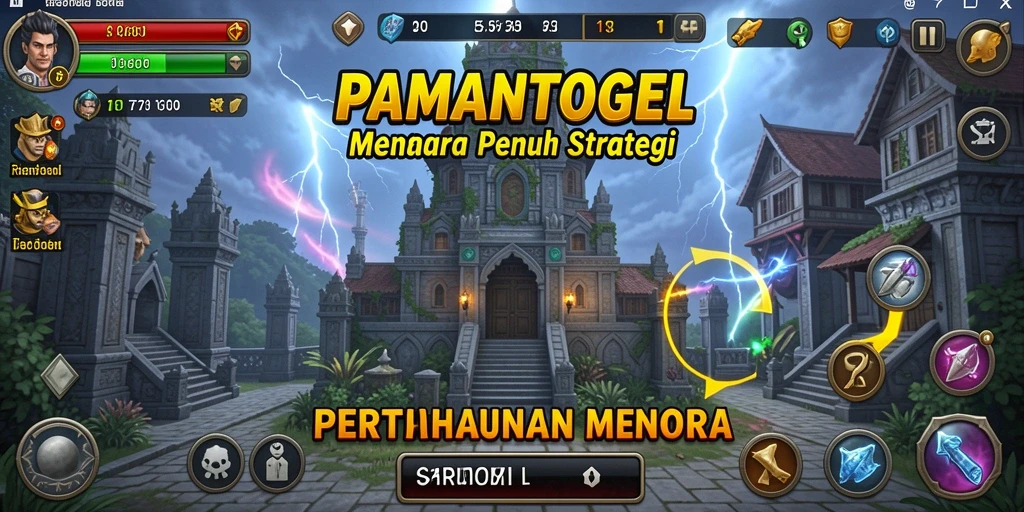 Screenshot gameplay menampilkan aksi menara yang mendebarkan.