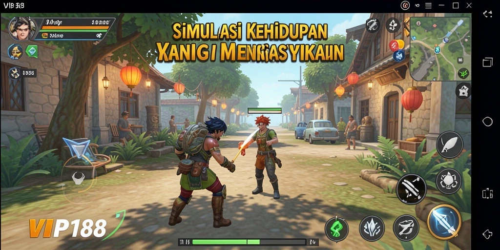 Screenshot gameplay dari VIP188 yang menampilkan simulasi kehidupan yang menarik.